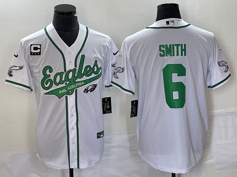 Men Philadelphia Eagles 6 Smith White Co Branding Game NFL Jersey style 8